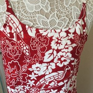 Aloha dress red & white 100% rayon washable medium